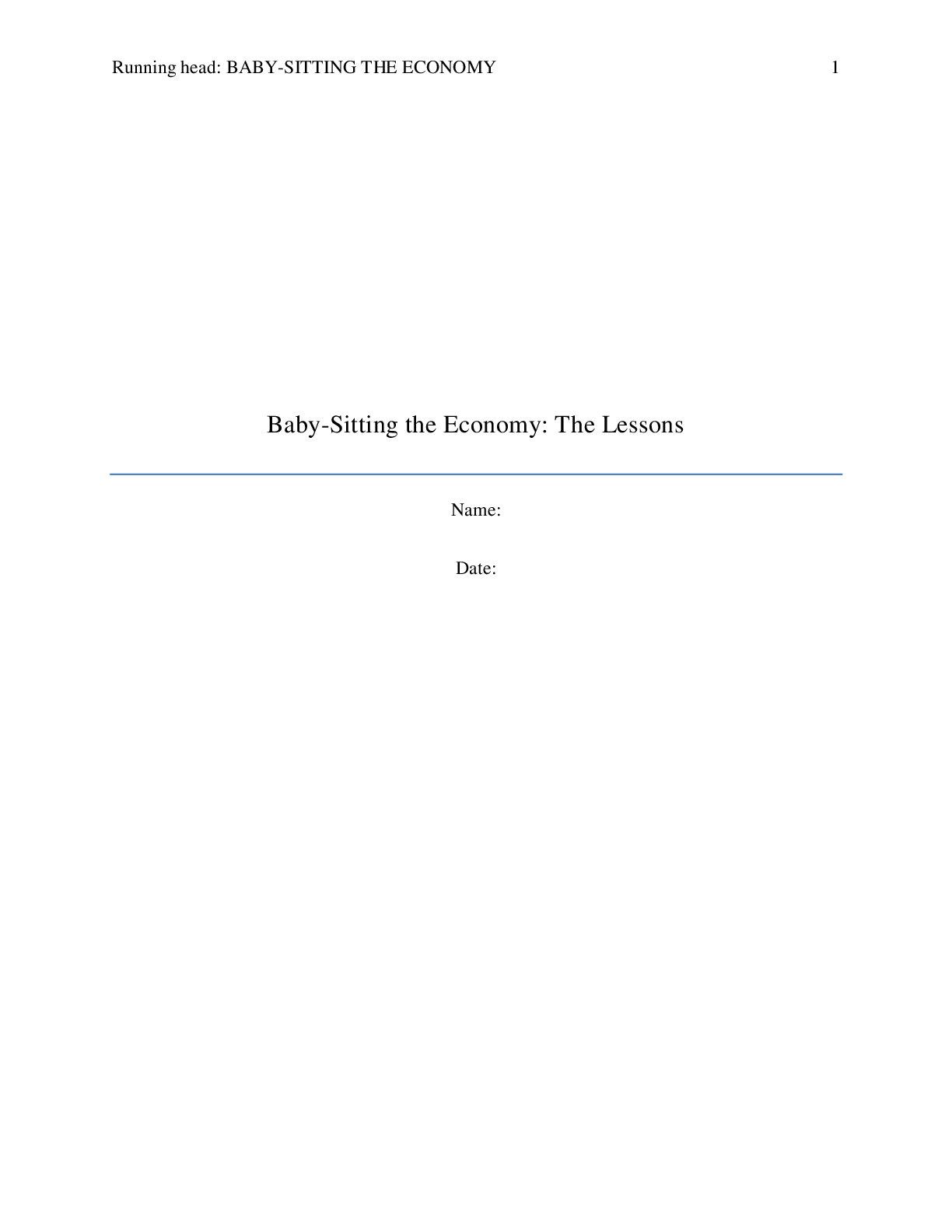 Preview image for Paul Krugman: Baby sitting the economy